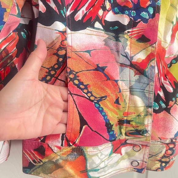 Vintage Chico's  women's butterfly Jacket blazer Size 2 multicolor.  #203 - Picture 6 of 14